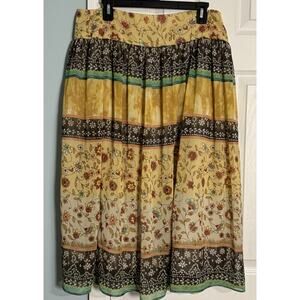 Dressbarn Petite Fall Boho-style Patchwork Maxi Skirt, Floral, Gold Threads, 14P